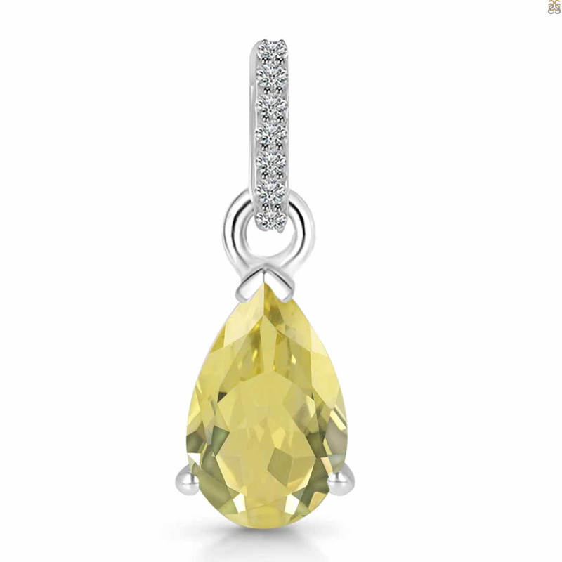 Lemon Quartz & White Topaz Pendant LEM-RDP-757-CZ.