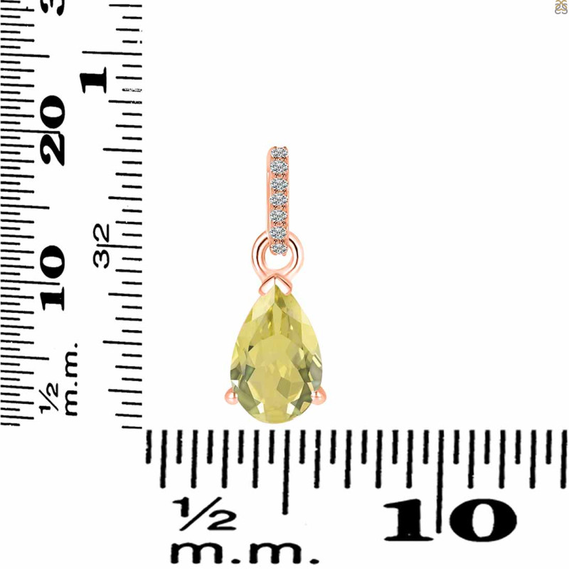 Lemon Quartz & White Topaz Pendant LEM-RDP-757-CZ.