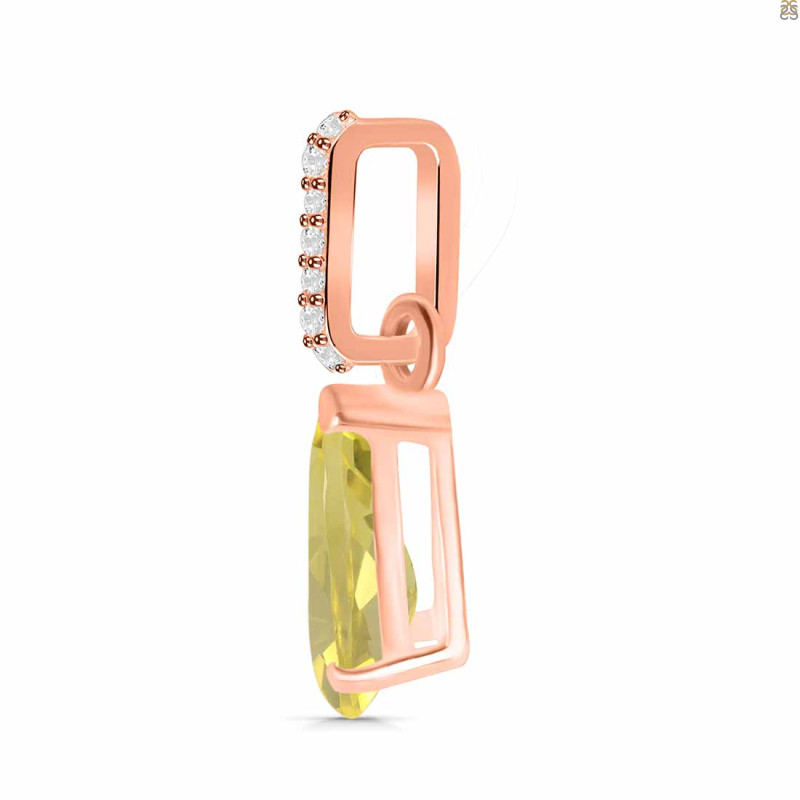 Lemon Quartz & White Topaz Pendant LEM-RDP-757-CZ.