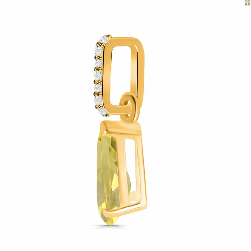 Lemon Quartz & White Topaz Pendant LEM-RDP-757-CZ.