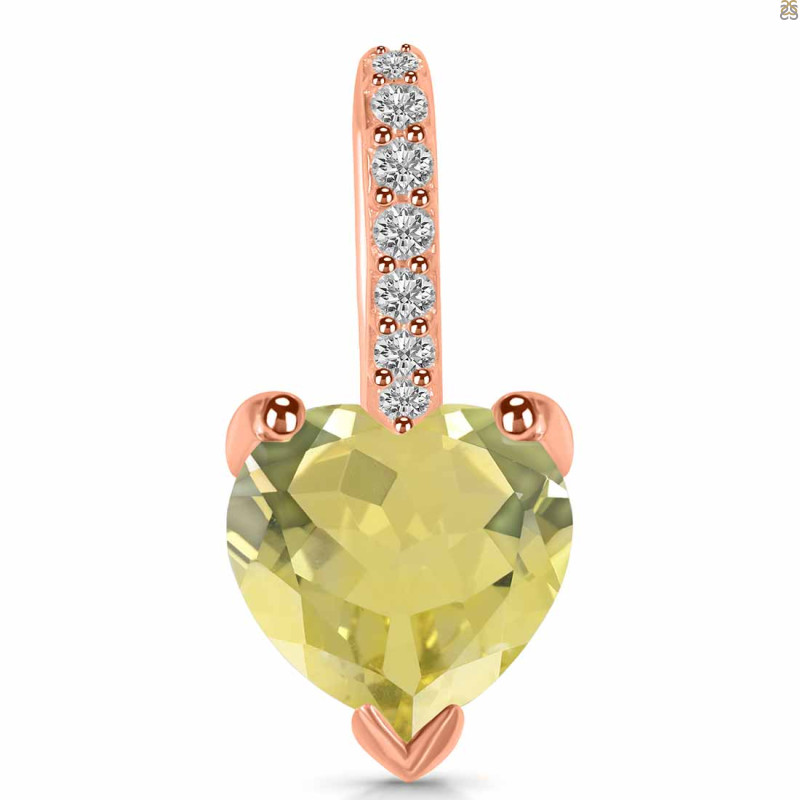 Lemon Quartz & White Topaz Pendant LEM-RDP-819.
