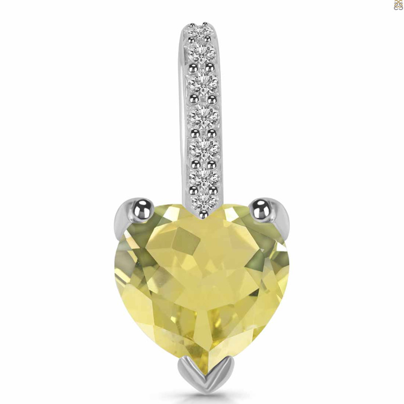 Lemon Quartz & White Topaz Pendant LEM-RDP-819.