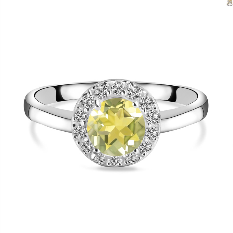 Lemon Quartz & White Topaz Ring LEM-RDR-1768.