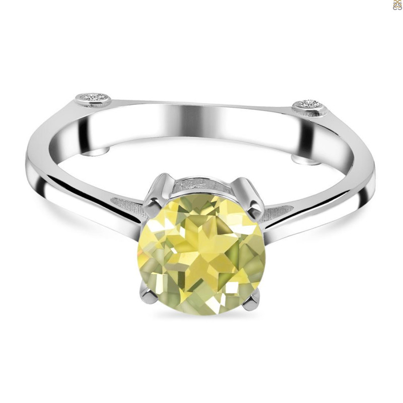 Lemon Quartz & White Topaz Ring LEM-RDR-1786.
