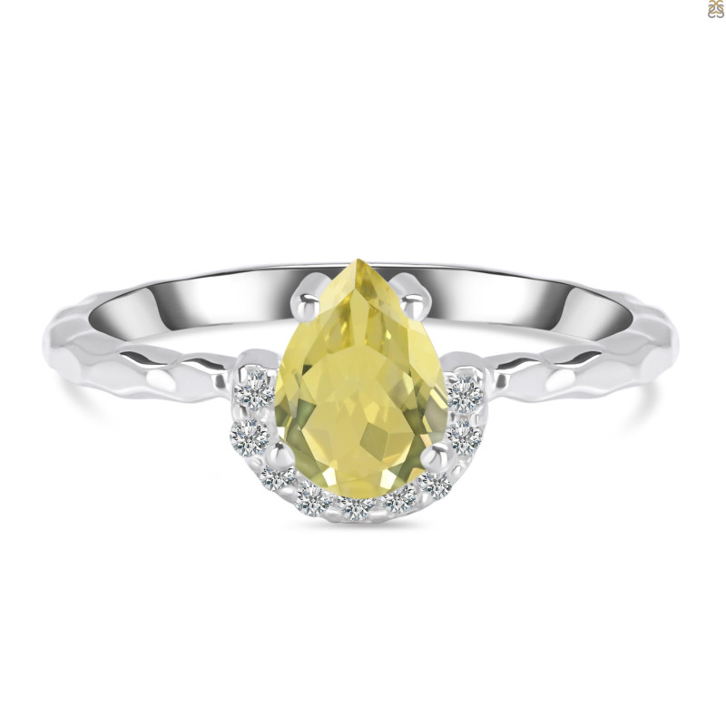 Lemon Quartz & White Topaz Ring LEM-RDR-2192.
