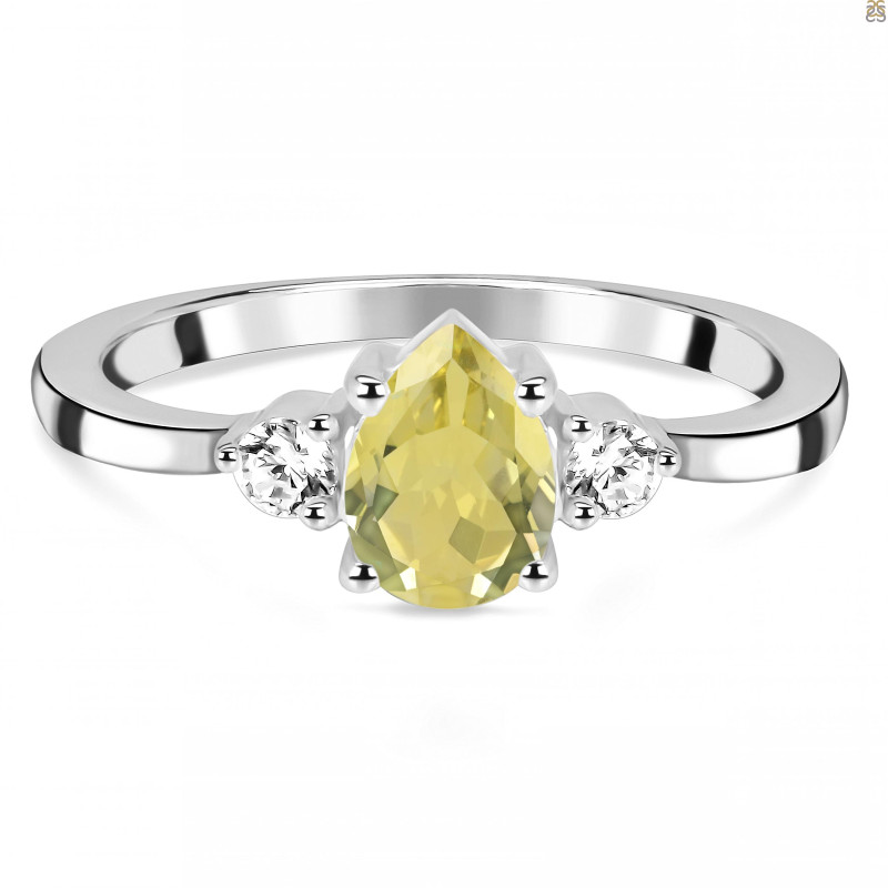 Lemon Quartz & White Topaz Ring LEM-RDR-2213.