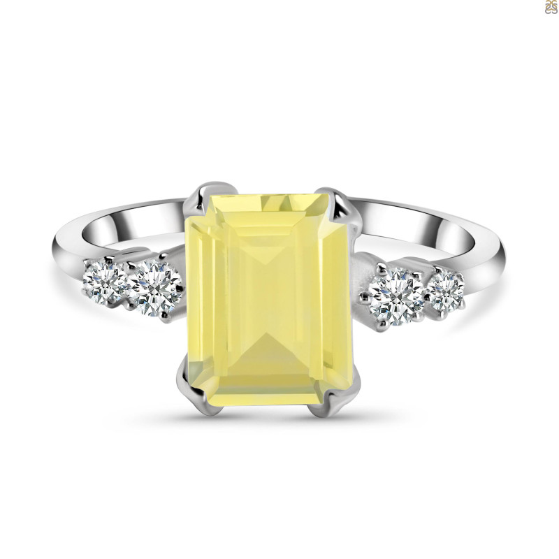 Lemon Quartz & White Topaz Ring LEM-RDR-2215.