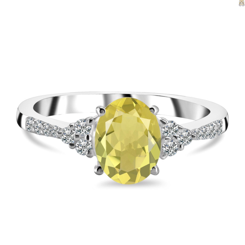 Lemon Quartz & White Topaz Ring LEM-RDR-2219.