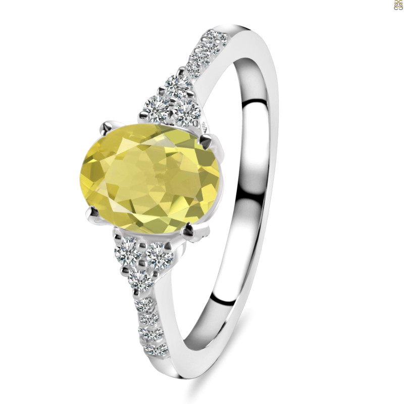 Lemon Quartz & White Topaz Ring LEM-RDR-2219.