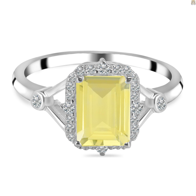 Lemon Quartz & White Topaz Ring LEM-RDR-2252.