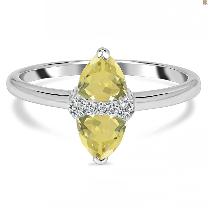 Lemon Quartz & White Topaz Ring LEM-RDR-2266.