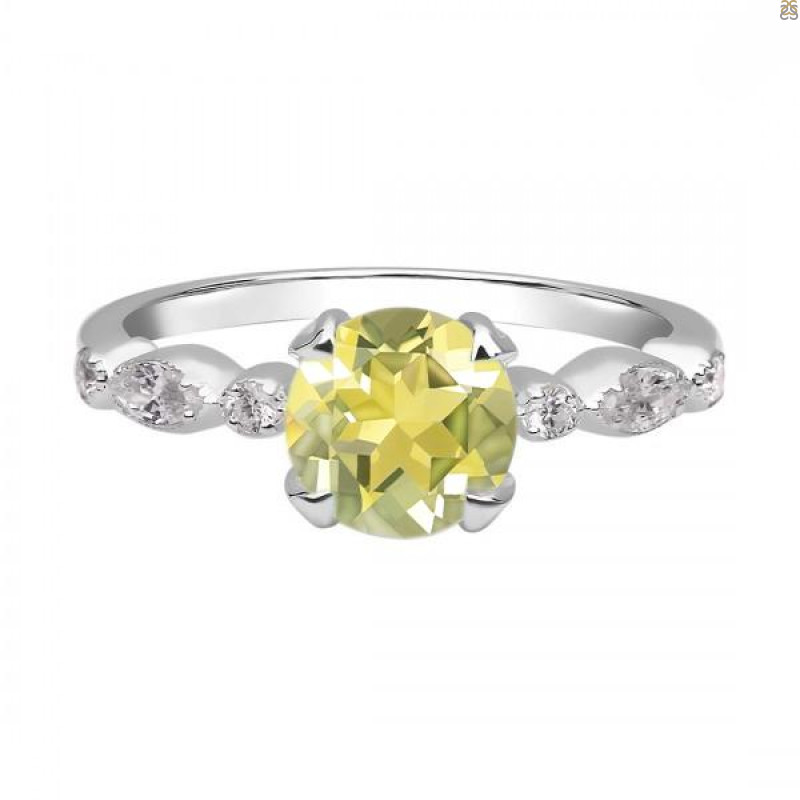 Lemon Quartz & White Topaz Ring LEM-RDR-2269.