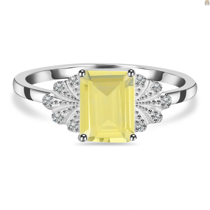 Lemon Quartz & White Topaz Ring LEM-RDR-2272.