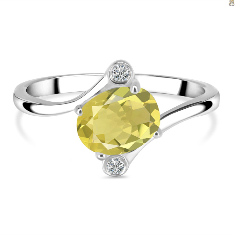 Lemon Quartz & White Topaz Ring LEM-RDR-3264.