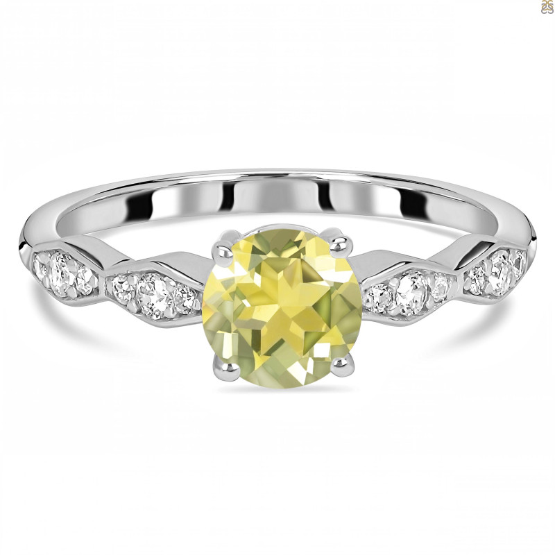 Lemon Quartz & White Topaz Ring LEM-RDR-2288.