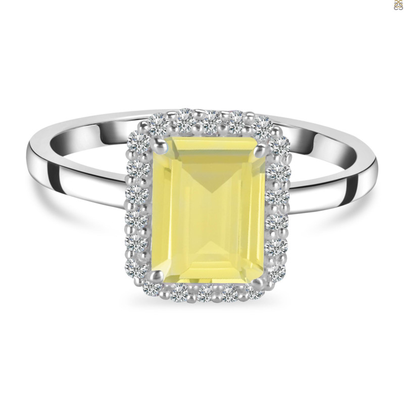 Lemon Quartz & White Topaz Ring LEM-RDR-2302.