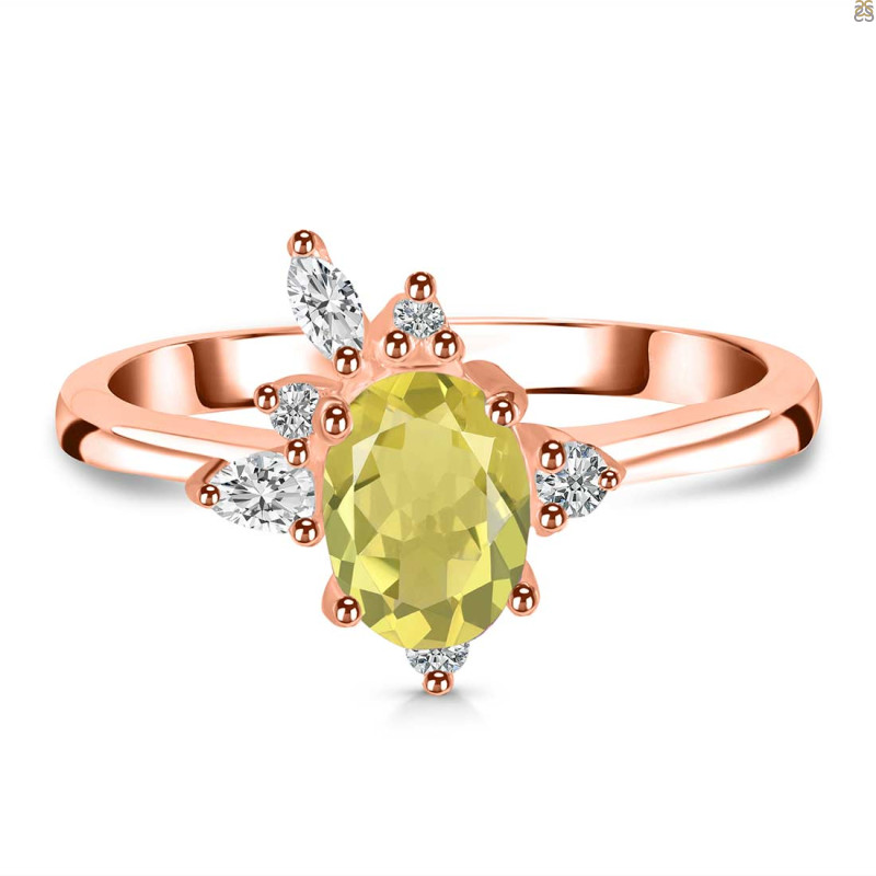 Lemon Quartz & White Topaz Ring LEM-RDR-2398.