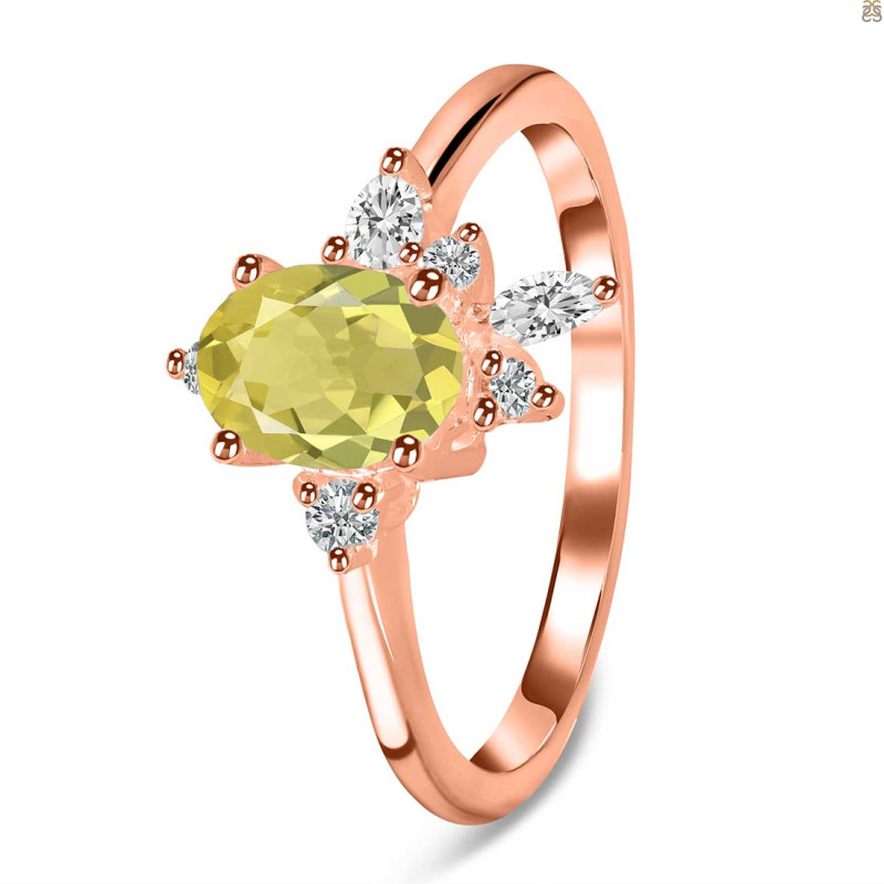 Lemon Quartz & White Topaz Ring LEM-RDR-2398.