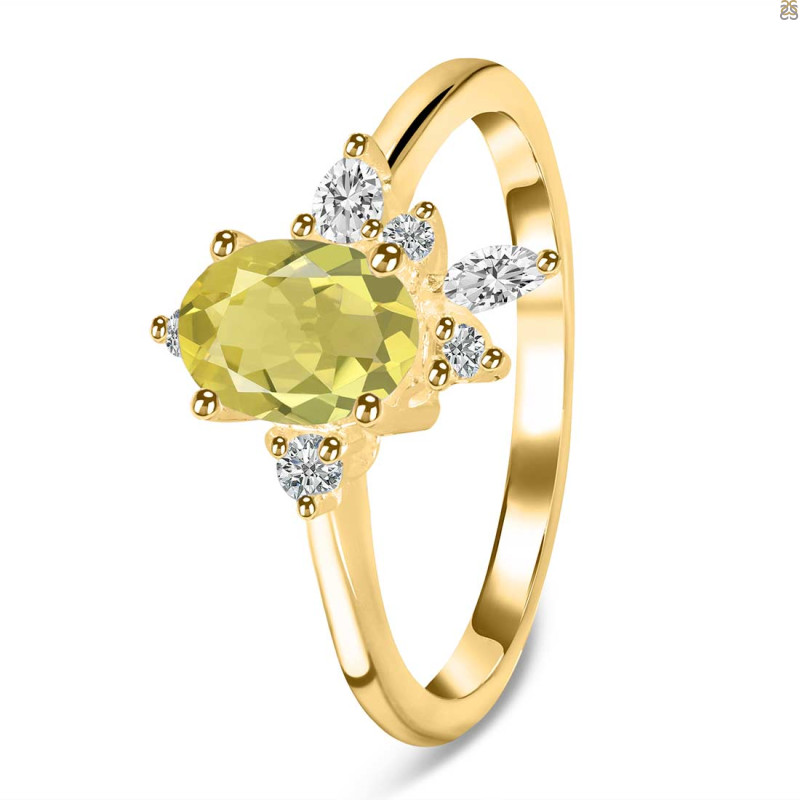 Lemon Quartz & White Topaz Ring LEM-RDR-2398.