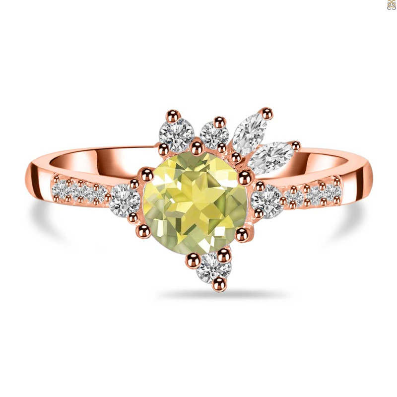 Lemon Quartz & White Topaz Ring LEM-RDR-2406.