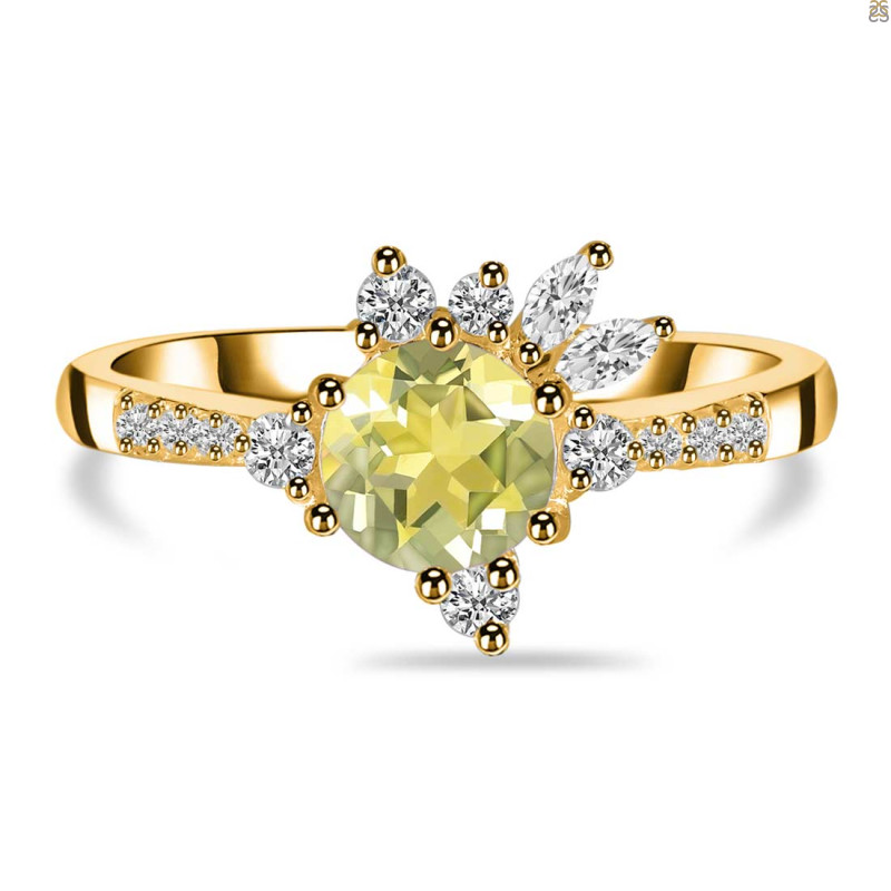 Lemon Quartz & White Topaz Ring LEM-RDR-2406.