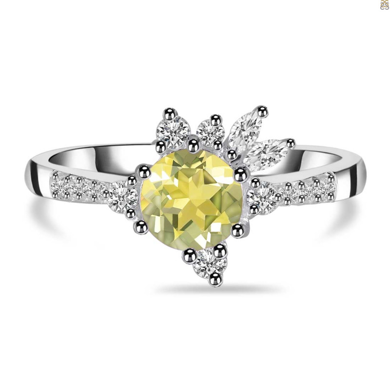 Lemon Quartz & White Topaz Ring LEM-RDR-2406.