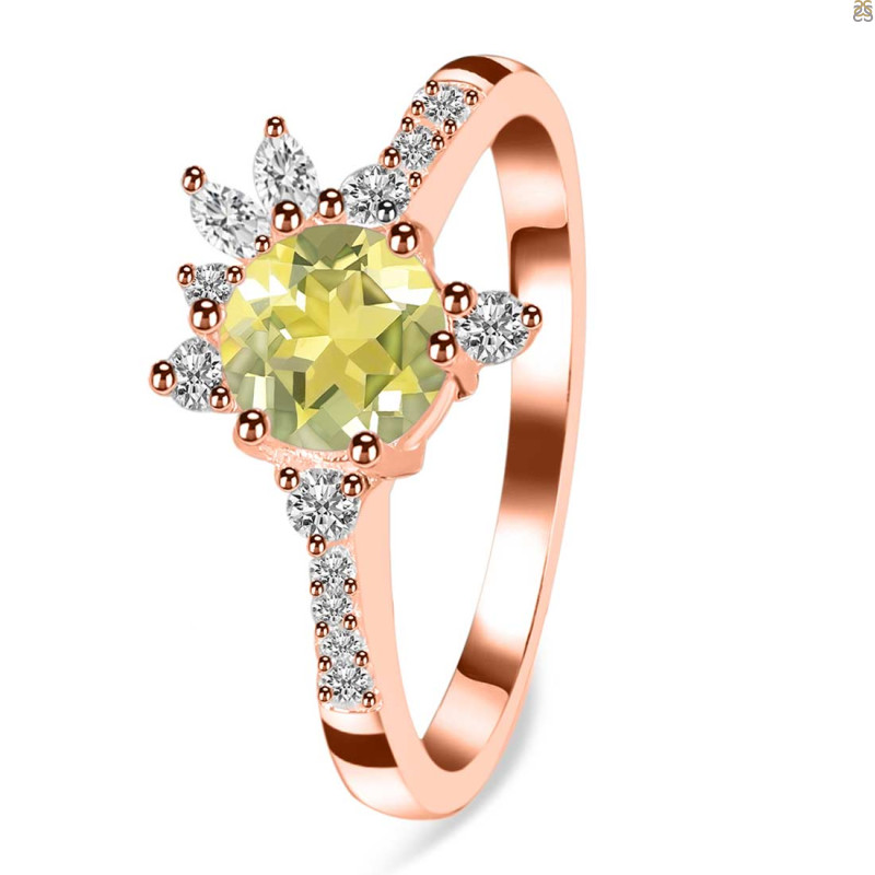 Lemon Quartz & White Topaz Ring LEM-RDR-2406.