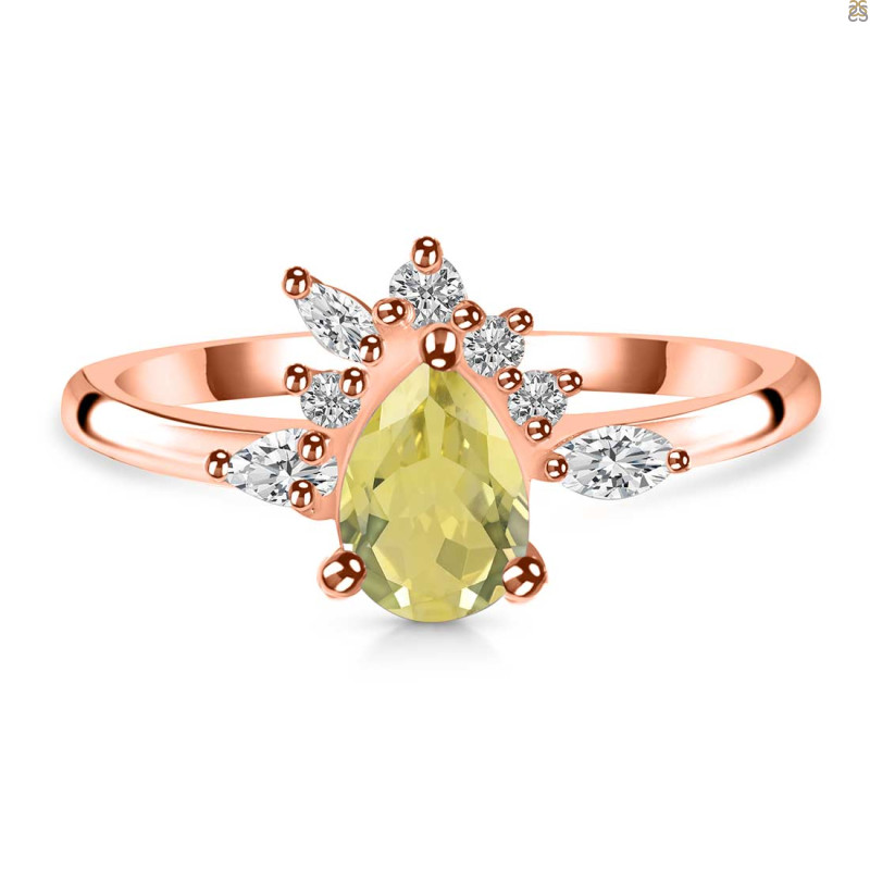 Lemon Quartz & White Topaz Ring LEM-RDR-2431.