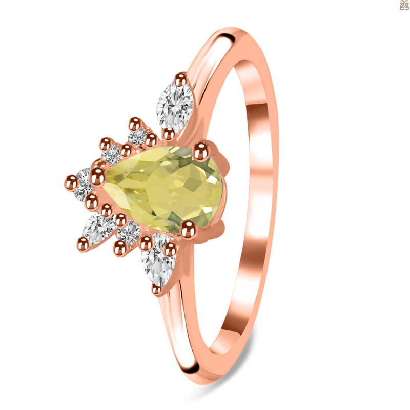Lemon Quartz & White Topaz Ring LEM-RDR-2431.