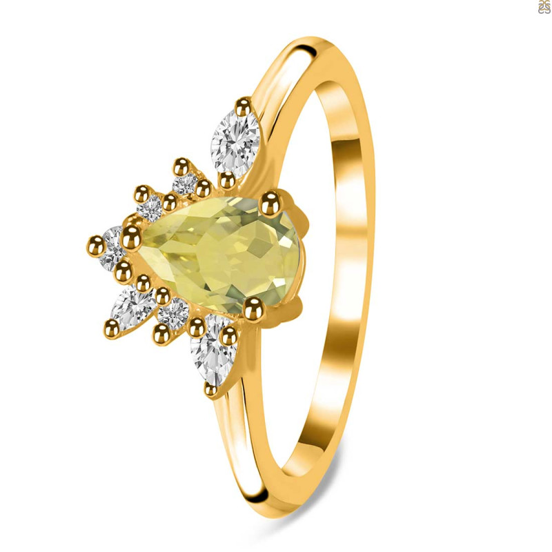 Lemon Quartz & White Topaz Ring LEM-RDR-2431.