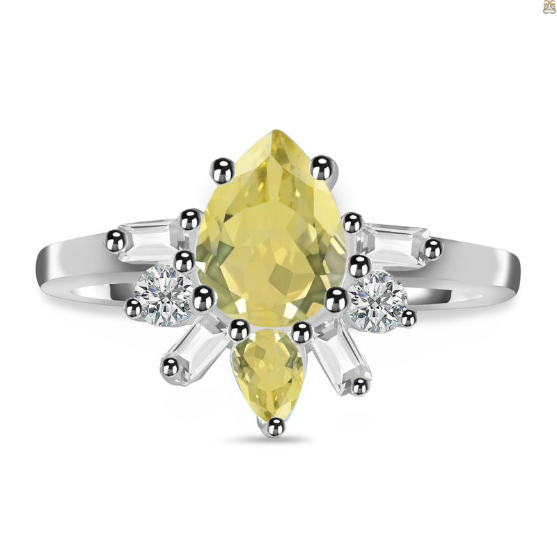Lemon Quartz & White Topaz Ring LEM-RDR-2521.