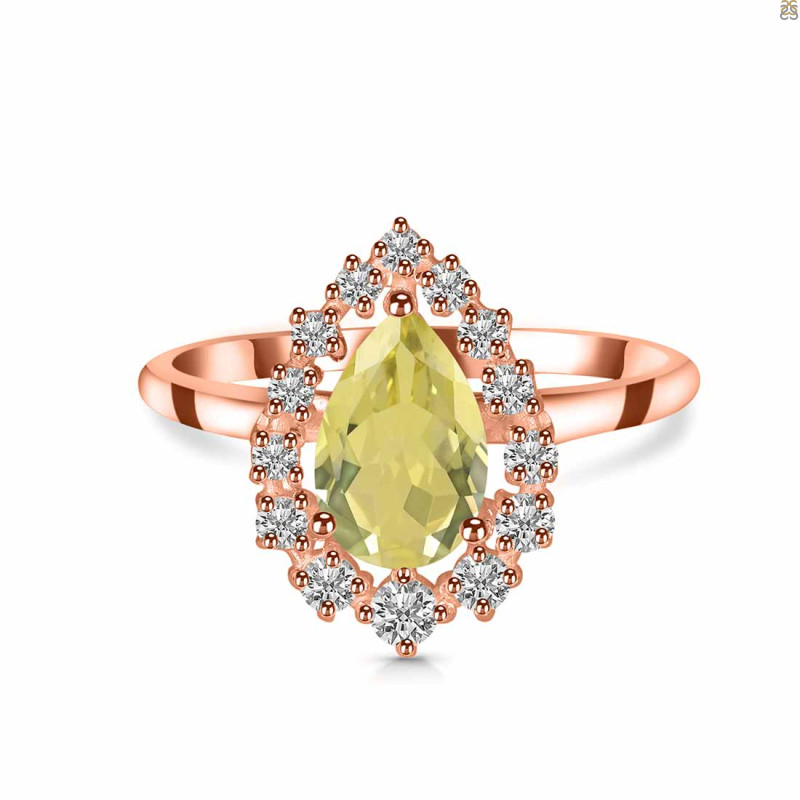Lemon Quartz & White Topaz Ring LEM-RDR-2770.