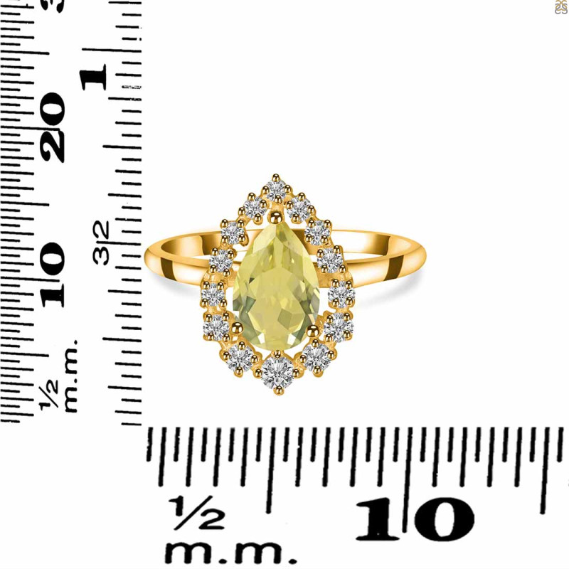 Lemon Quartz & White Topaz Ring LEM-RDR-2770.