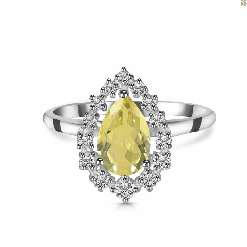 Lemon Quartz & White Topaz Ring LEM-RDR-2770.