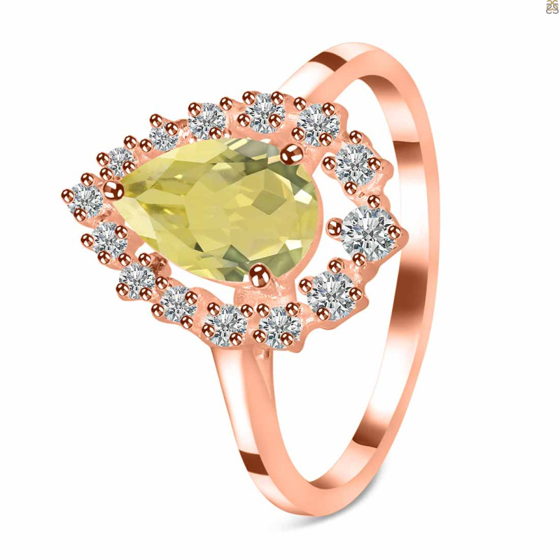 Lemon Quartz & White Topaz Ring LEM-RDR-2770.
