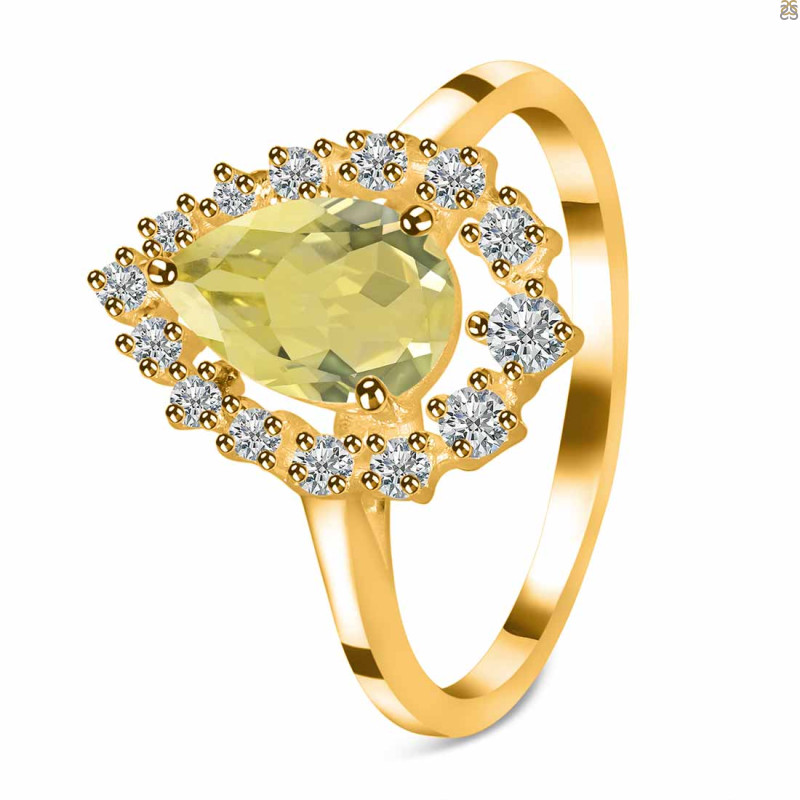 Lemon Quartz & White Topaz Ring LEM-RDR-2770.