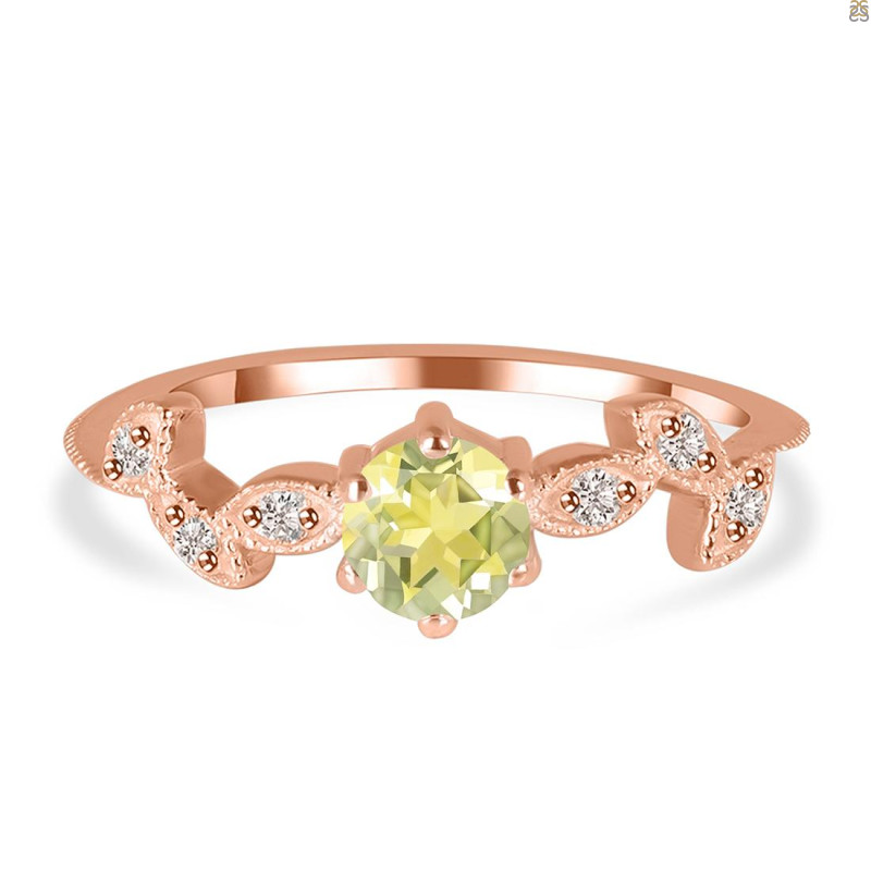 Lemon Quartz & White Topaz Ring LEM-RDR-2981.