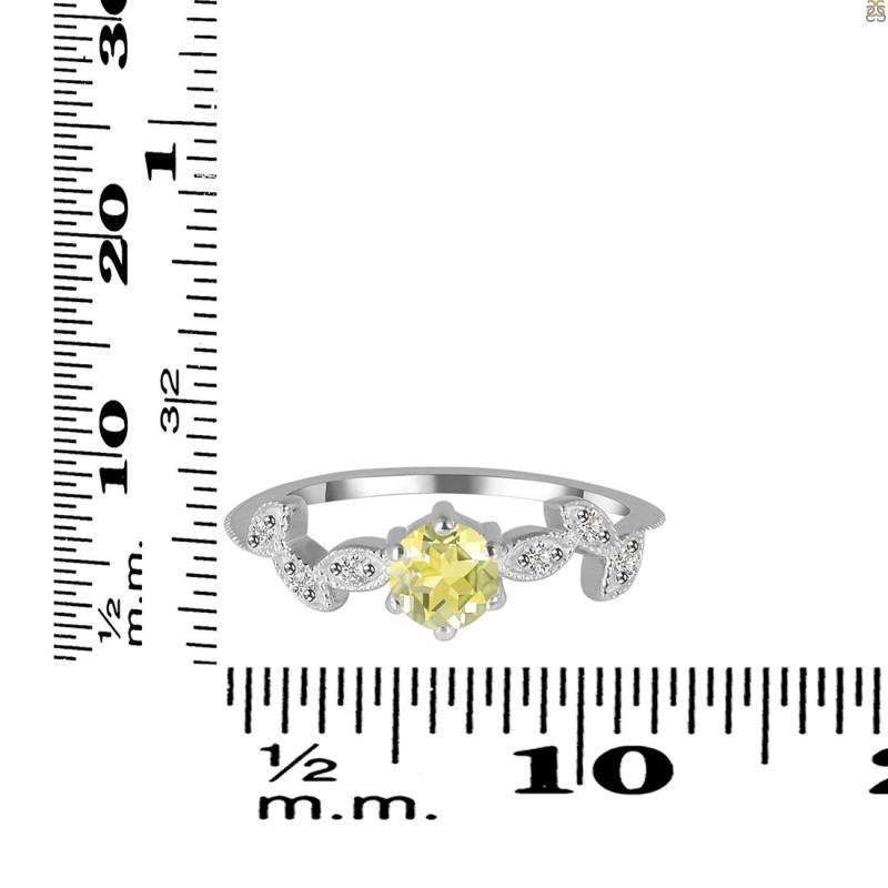 Lemon Quartz & White Topaz Ring LEM-RDR-2981.