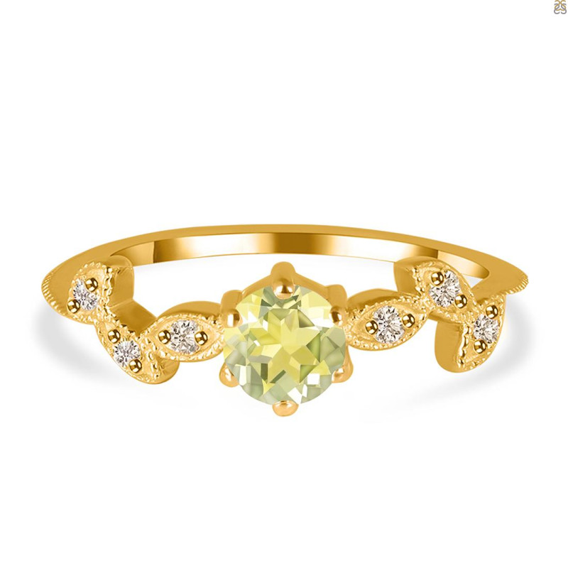 Lemon Quartz & White Topaz Ring LEM-RDR-2981.