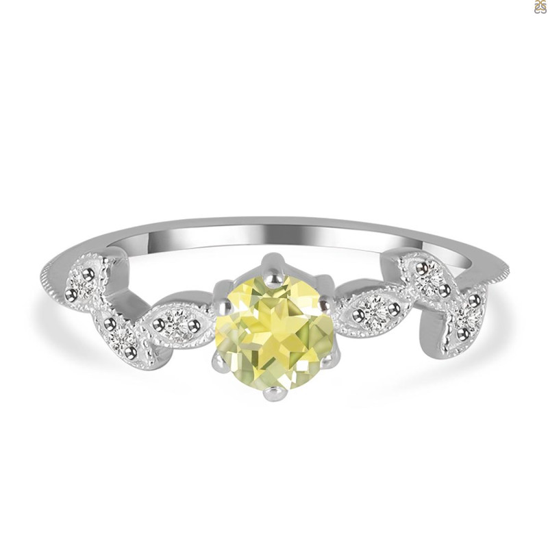 Lemon Quartz & White Topaz Ring LEM-RDR-2981.