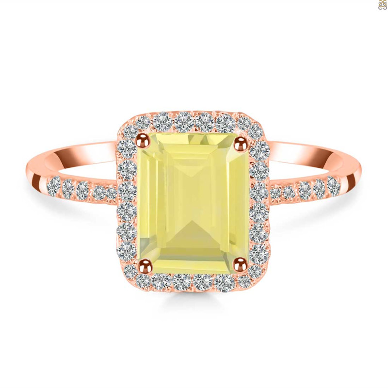 Lemon Quartz & White Topaz Ring LEM-RDR-3071.