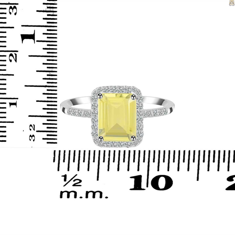 Lemon Quartz & White Topaz Ring LEM-RDR-3071.