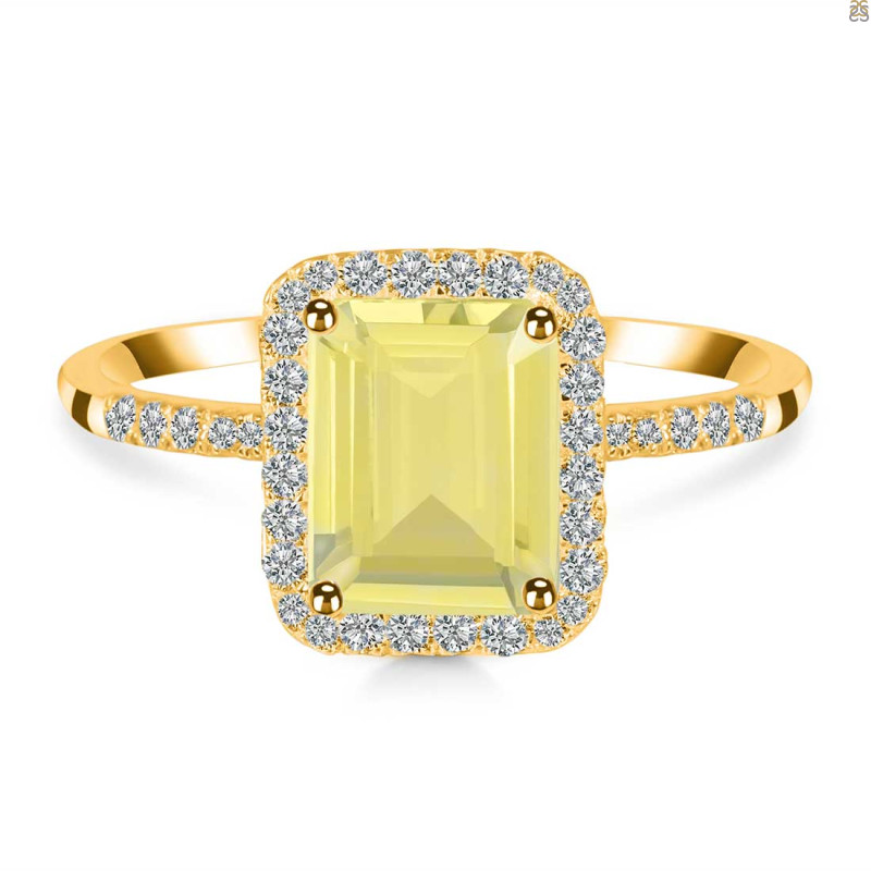 Lemon Quartz & White Topaz Ring LEM-RDR-3071.