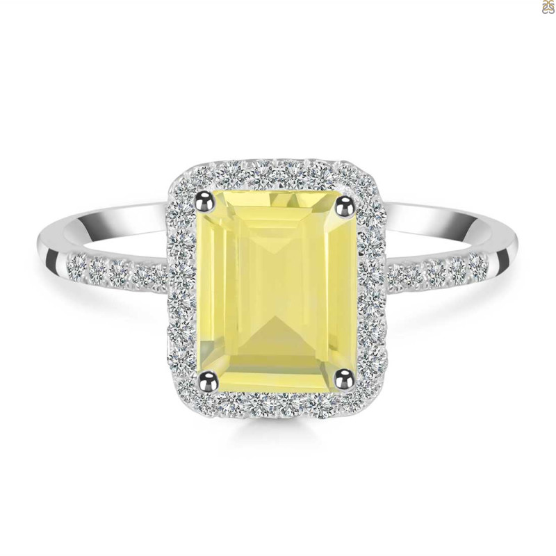 Lemon Quartz & White Topaz Ring LEM-RDR-3071.