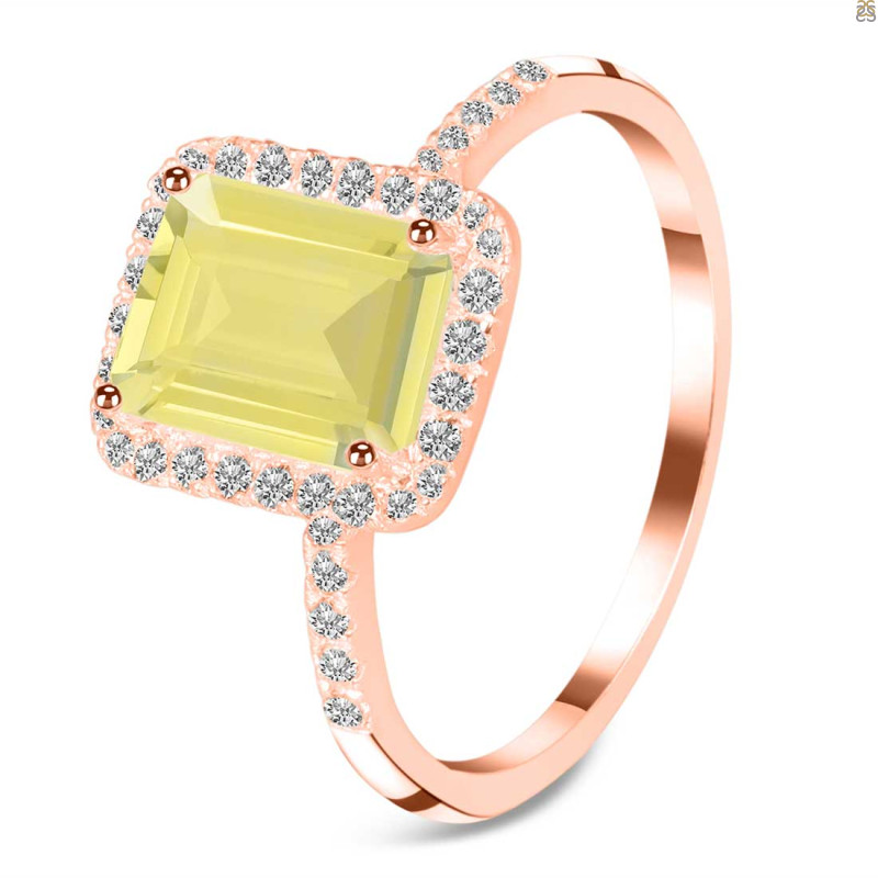 Lemon Quartz & White Topaz Ring LEM-RDR-3071.