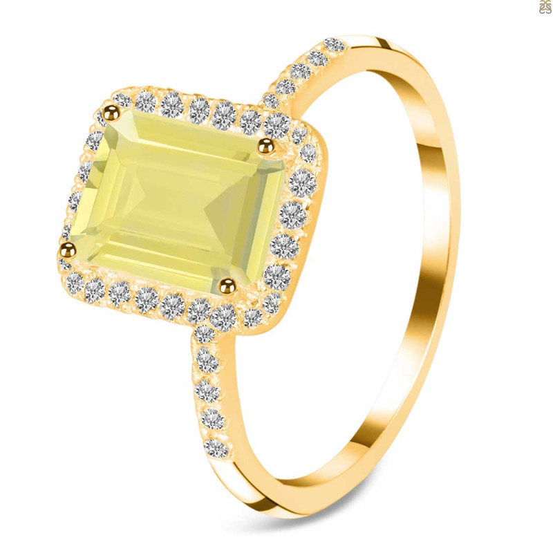 Lemon Quartz & White Topaz Ring LEM-RDR-3071.