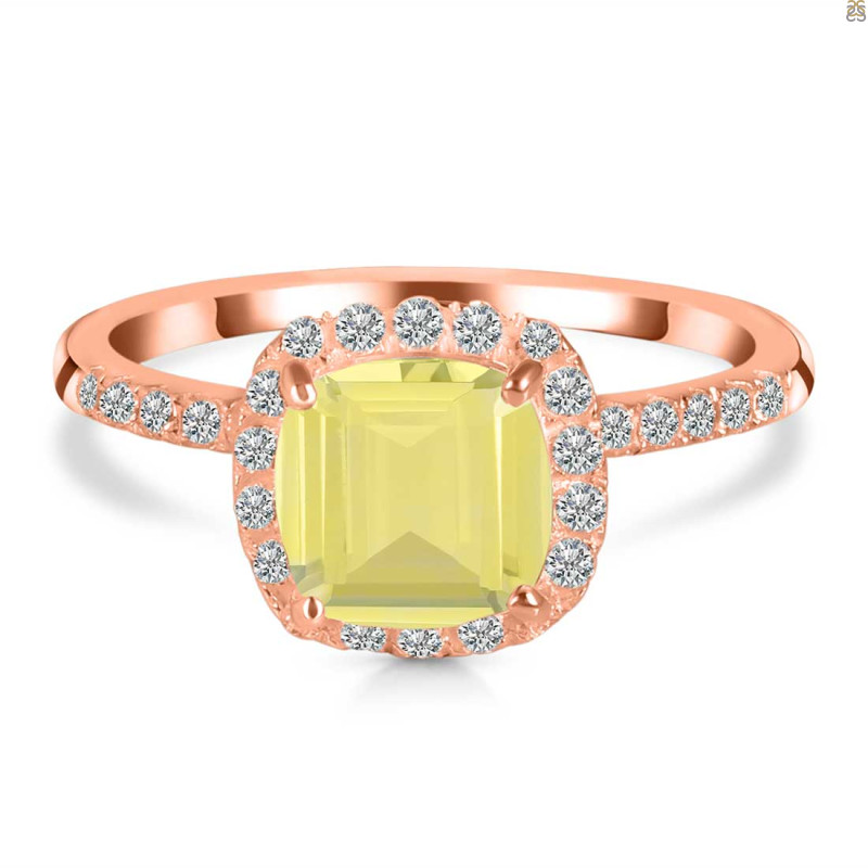 Lemon Quartz & White Topaz Ring LEM-RDR-3119.