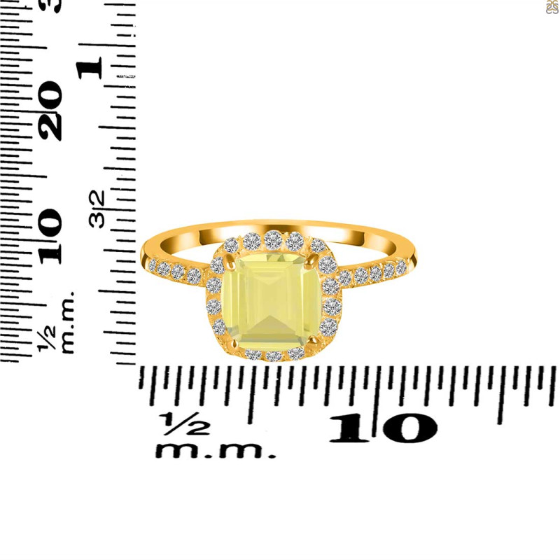 Lemon Quartz & White Topaz Ring LEM-RDR-3119.