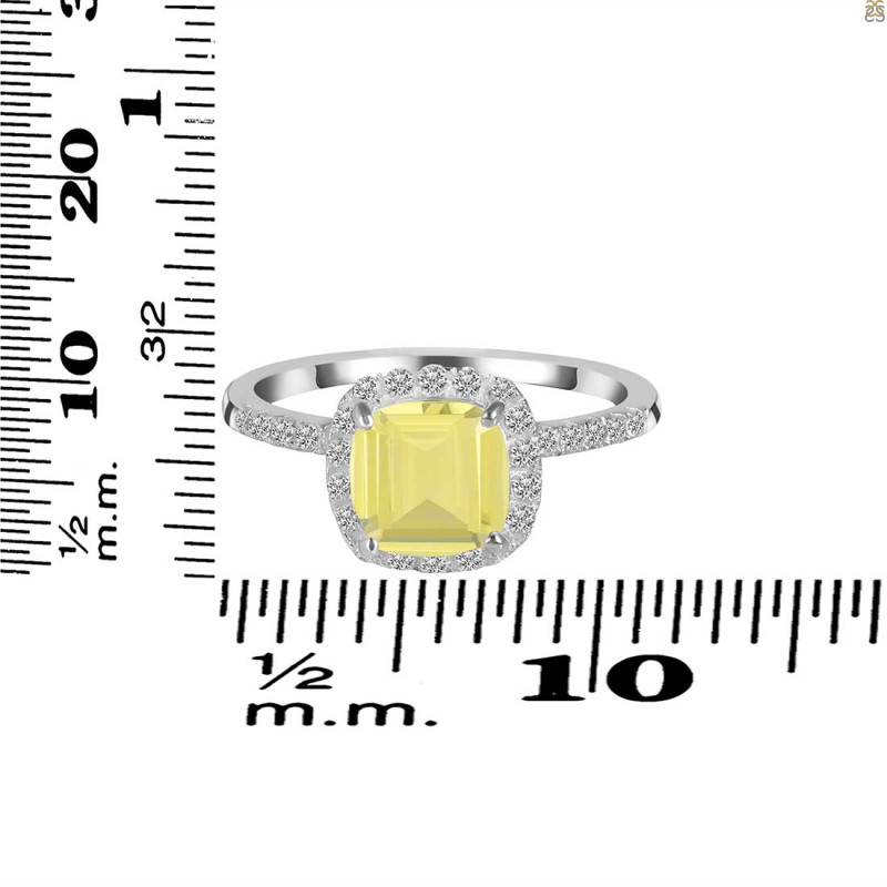 Lemon Quartz & White Topaz Ring LEM-RDR-3119.