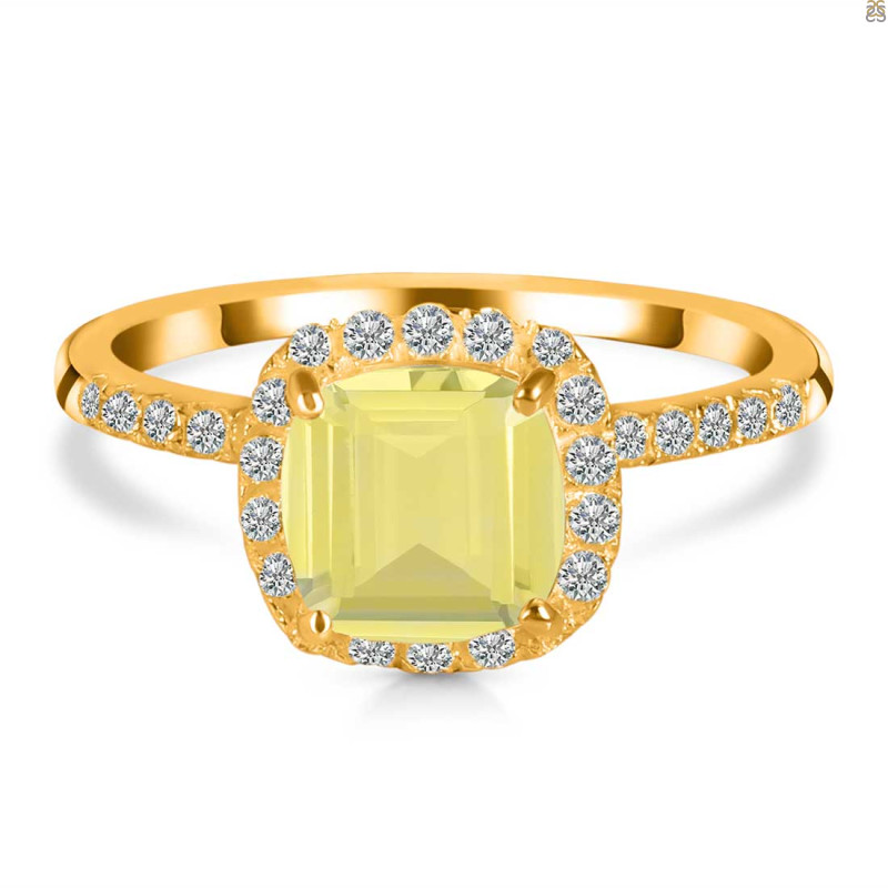 Lemon Quartz & White Topaz Ring LEM-RDR-3119.
